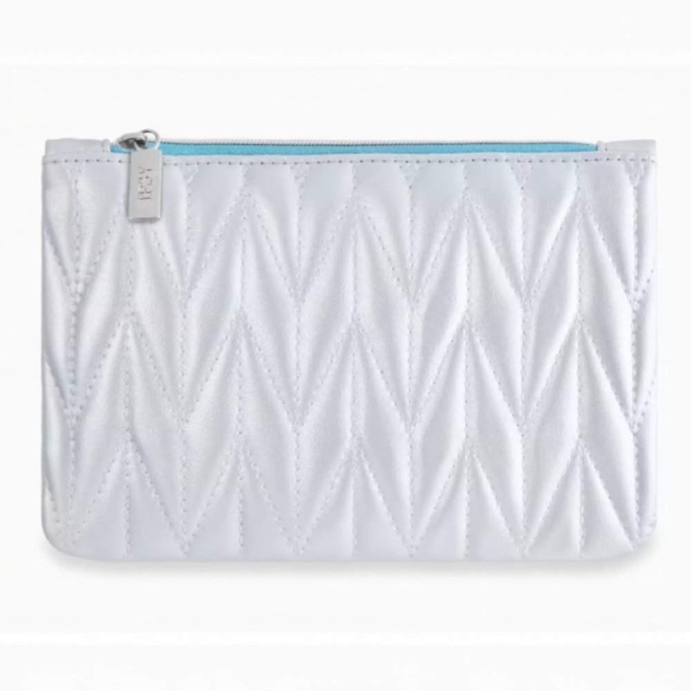Ipsy NWOT Silver Metallic Small Cosmetic Bag Travel Glam Bag Casual Makeup Cute